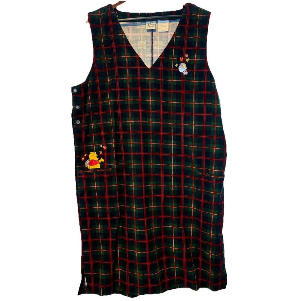 Disney Store Jumper Womens ADULT Red Green Plaid Corduroy Winnie the Pooh XXL